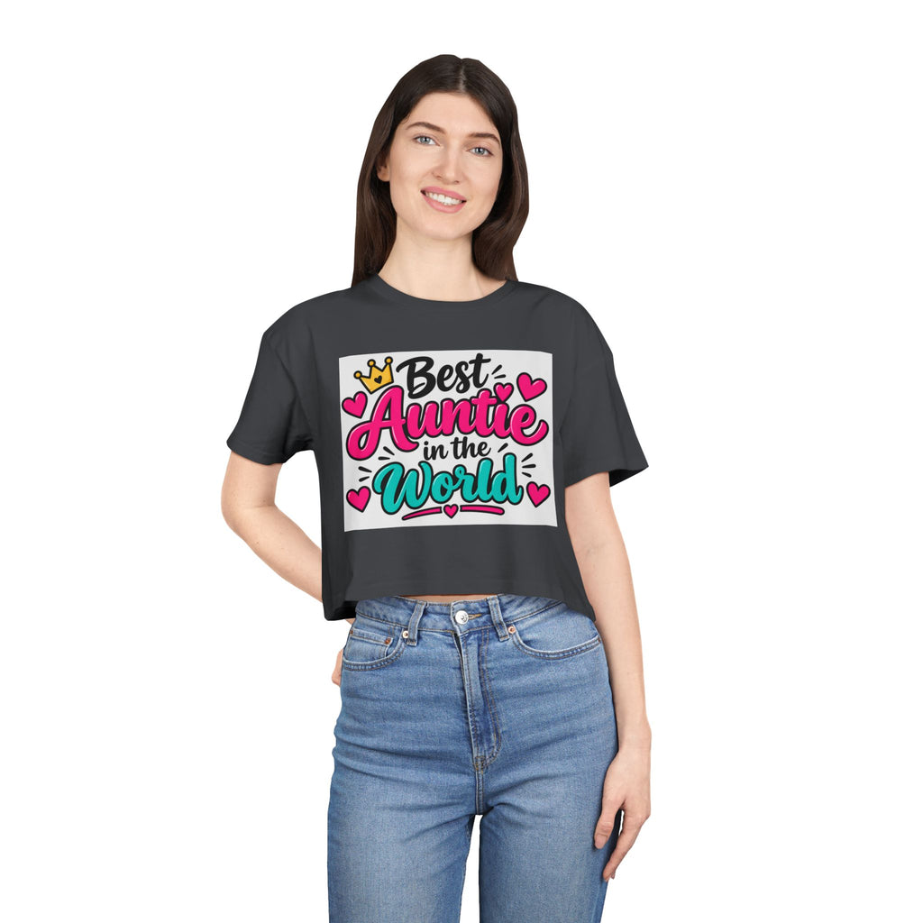 Best Auntie in the World Crop Tee – Cute Aunt Shirt for Mother's Day & Family Gifts