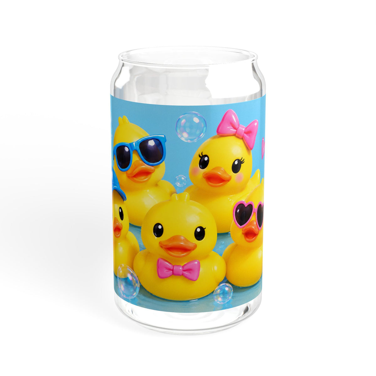 Rubber Duck Sipper Glass — 16oz Cute Duckling Straw Tumbler