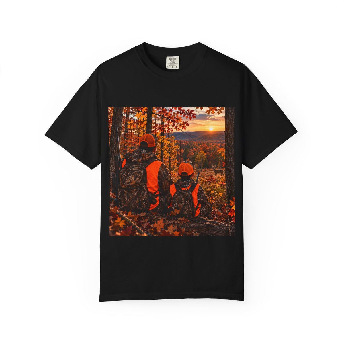 Hunting Sunset T-Shirt — Father & Son Autumn Camouflage Scene