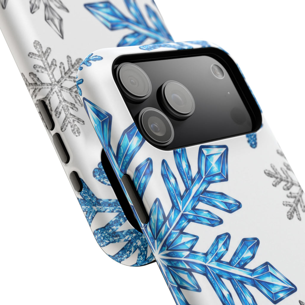Snowflake Magnetic Impact Phone Case — Winter Blue Crystal Design