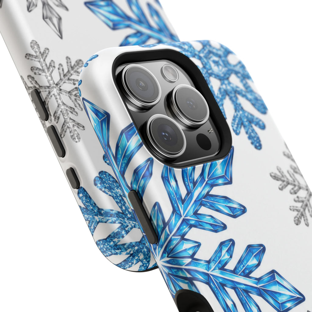 Snowflake Magnetic Impact Phone Case — Winter Blue Crystal Design