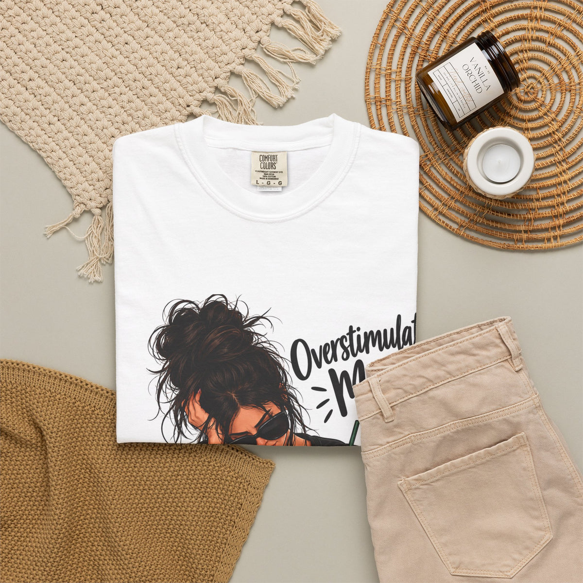 Overstimulated Mom T-Shirt — Funny Mom Graphic Tee (coffee, work-from-home vibes)