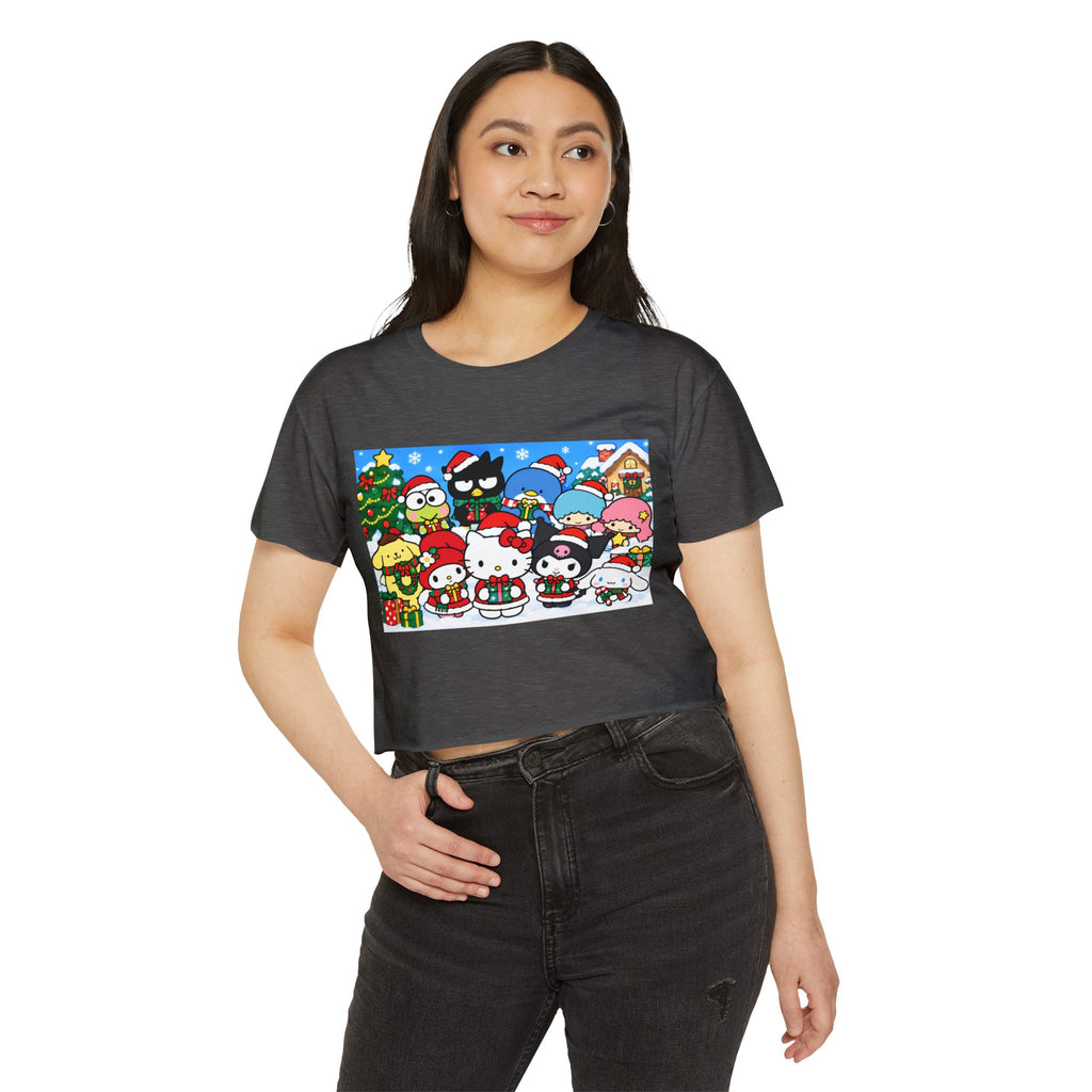 Hello Kitty Christmas Crop Top — Cute Sanrio Holiday Festival Tee