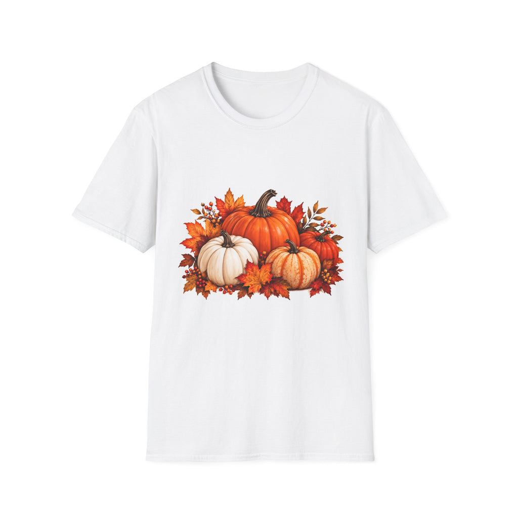 Fall Pumpkin Trio T-Shirt – Autumn Leaves Harvest Tee