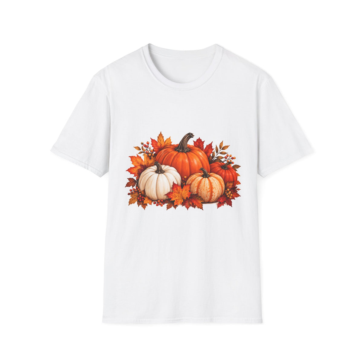 Fall Pumpkin Trio T-Shirt – Autumn Leaves Harvest Tee