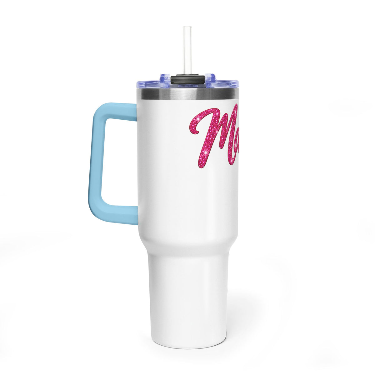 Tumbler — 'Mama' Pink Glitter 40oz Vacuum Insulated Travel Cup