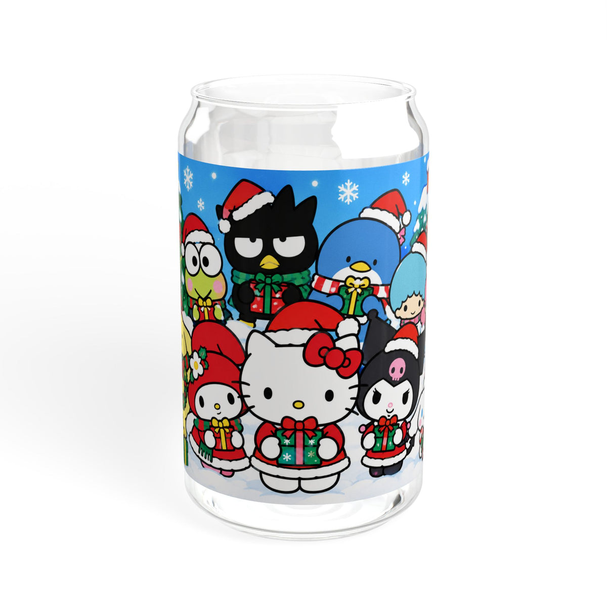 Hello Kitty Christmas Sipper Glass — 16oz Holiday Straw Tumbler