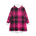 Pink & Black Plaid Hooded Blanket — Cozy Oversized Hoodie Blanket