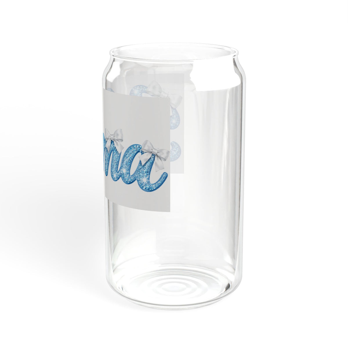 Mama 16oz Glass Sipper — Cute Blue Script Mama Drink Jar with Straw