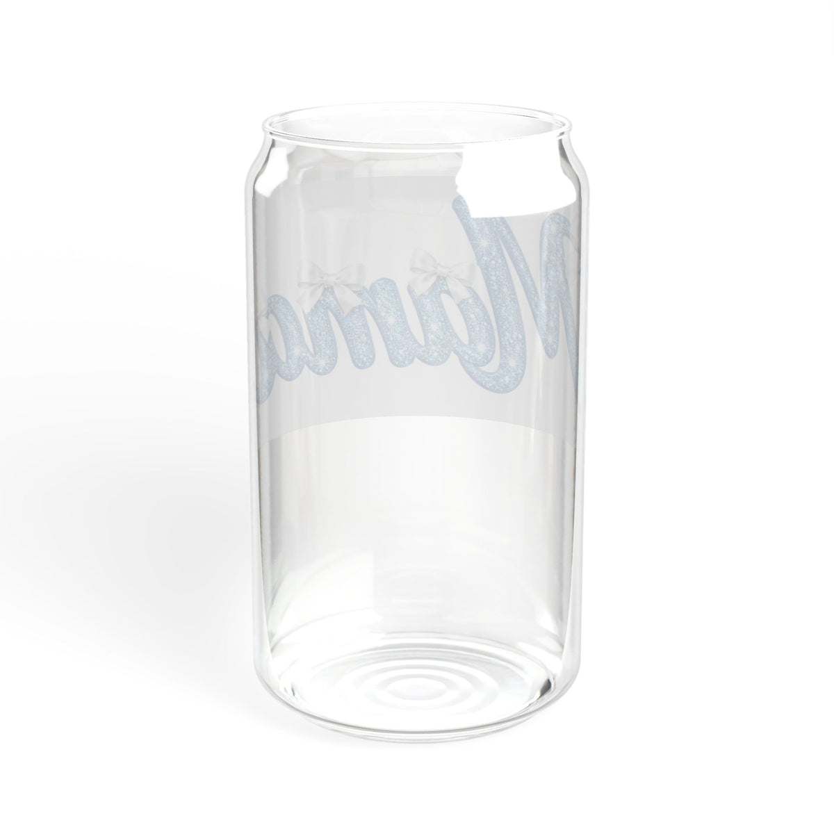 Mama 16oz Glass Sipper — Cute Blue Script Mama Drink Jar with Straw