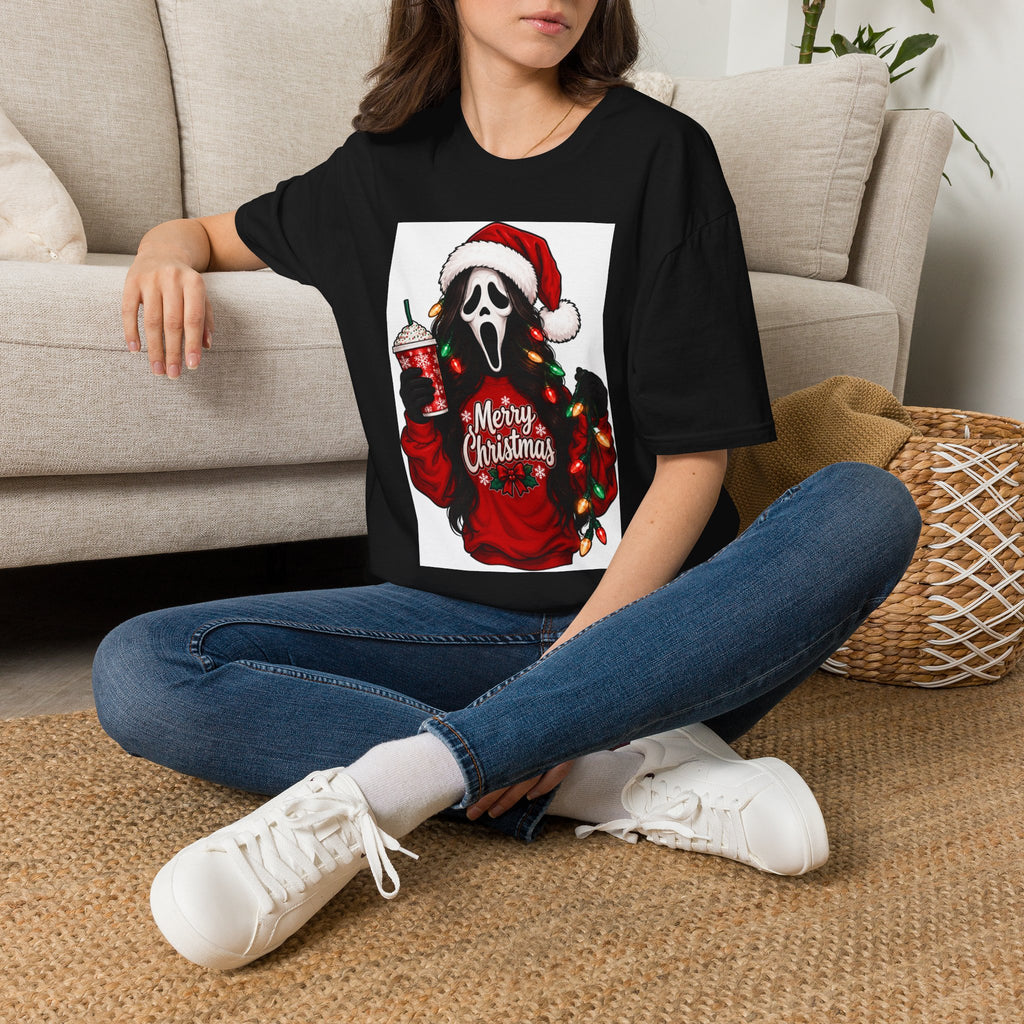 Christmas Scream T-Shirt – Santa Ghostface "Merry Christmas" Holiday Tee