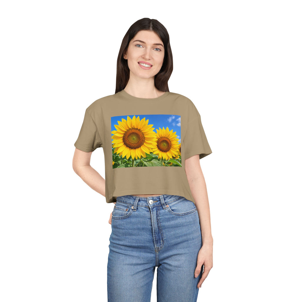 Sunflower Print Crop Tee