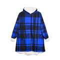 Blue Buffalo Plaid Hooded Blanket - Cozy Sherpa Wearable Blanket