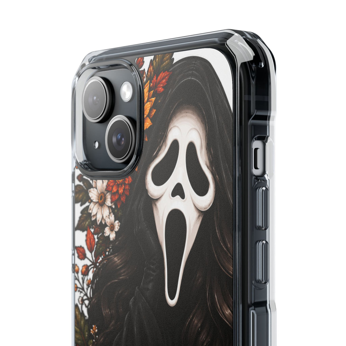 Clear Magnetic Phone Case — Autumn Scream Pumpkin & Sunflower Design