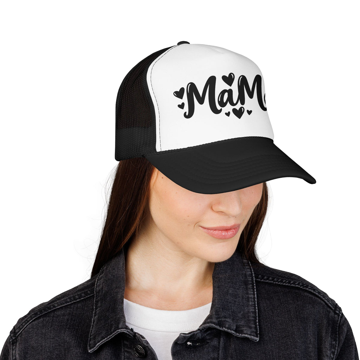 Mama Foam Trucker Hat – Cute Heart Script Mom Cap, Mother's Day Gift
