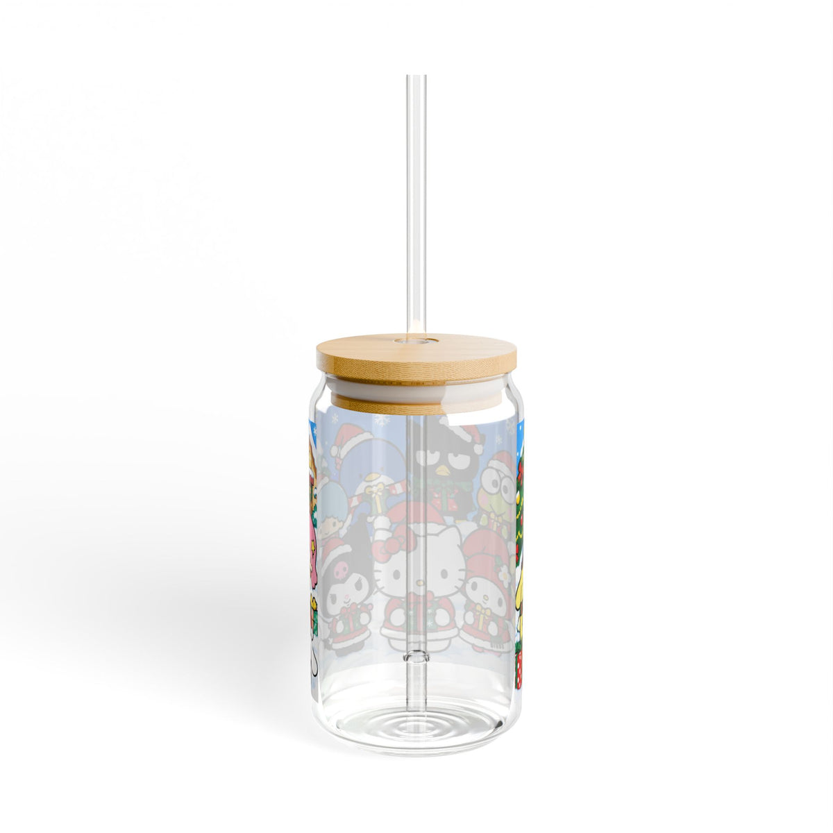 Hello Kitty Christmas Sipper Glass — 16oz Holiday Straw Tumbler