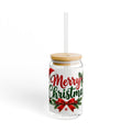 Christmas Sipper Glass 16oz – "Merry Christmas" Holiday Drink Jar with Straw