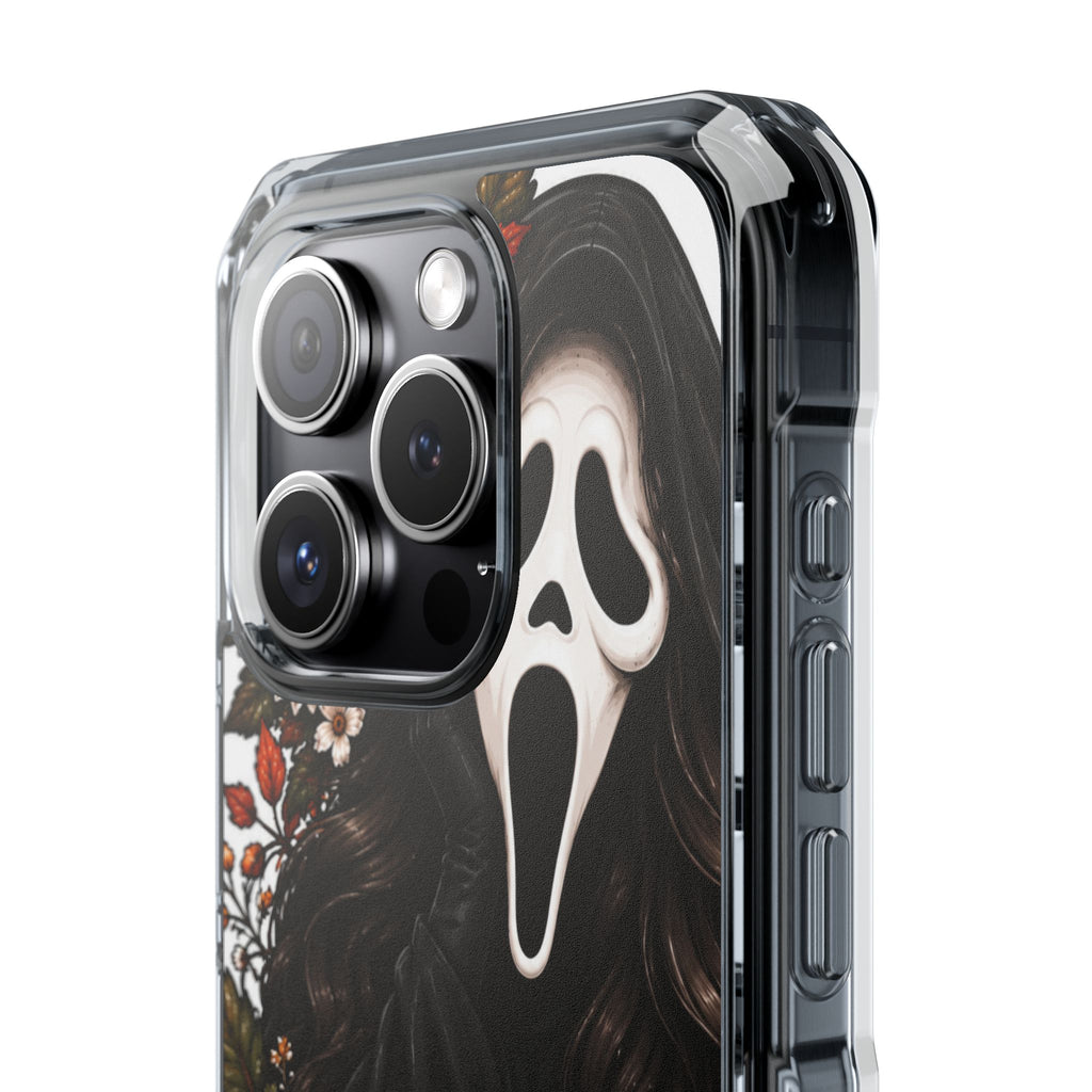 Clear Magnetic Phone Case — Autumn Scream Pumpkin & Sunflower Design