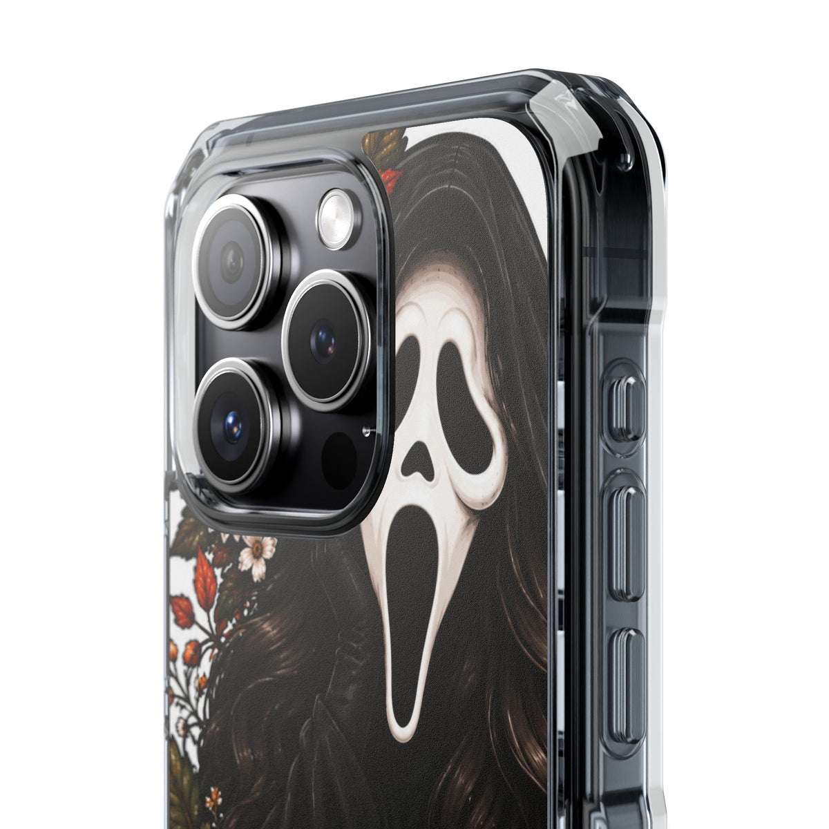 Clear Magnetic Phone Case — Autumn Scream Pumpkin & Sunflower Design