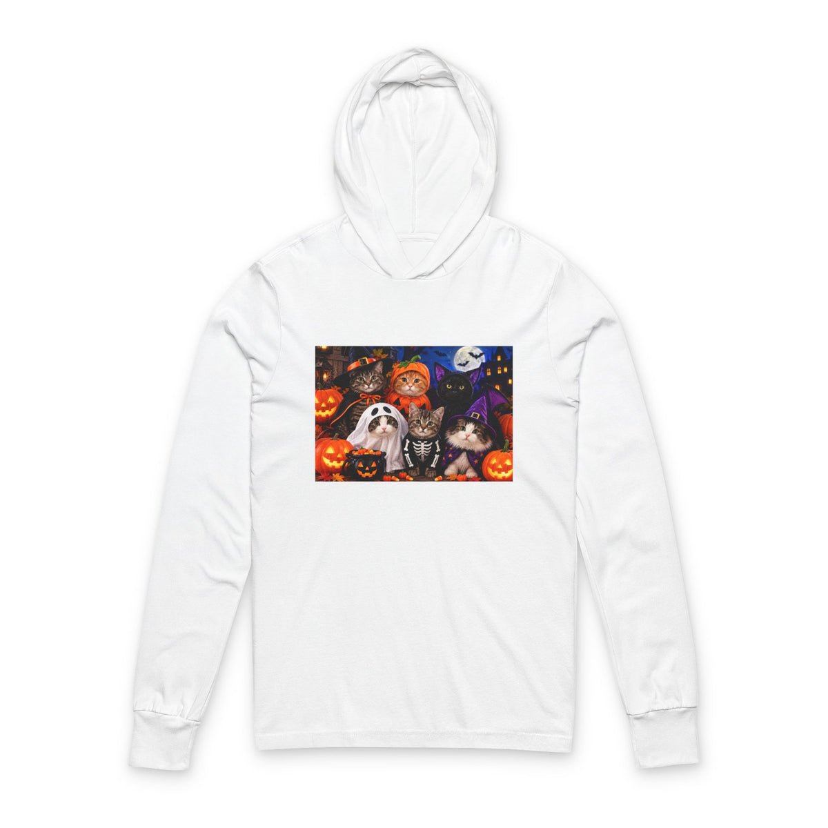 Halloween Dogs & Cats Hooded Long Sleeve Tee