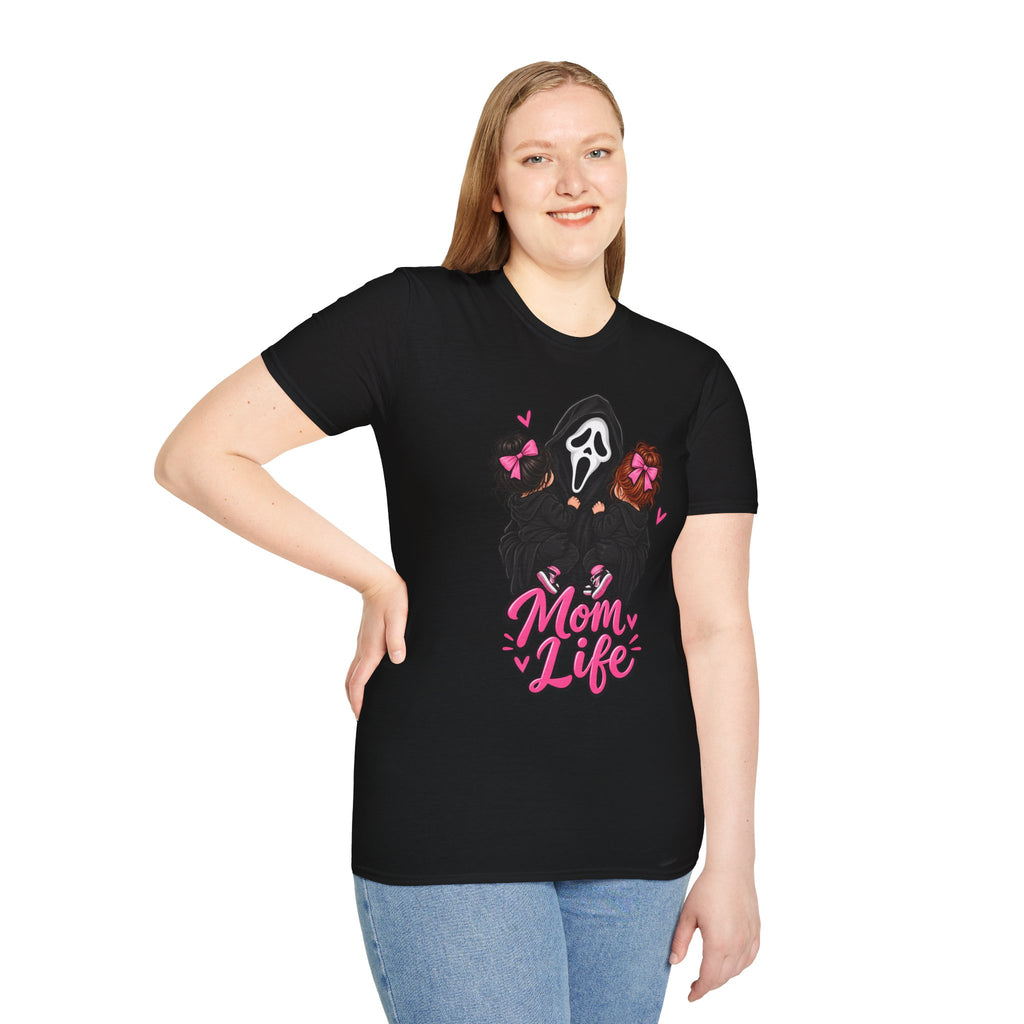 Mom Life Horror Graphic T-Shirt — Cute Scream Mask Mom Design