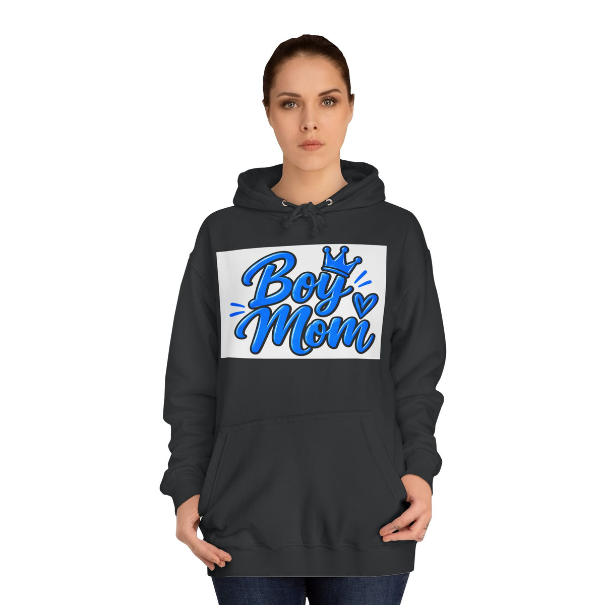 Boy Mom Hoodie - Blue Script Graphic Pullover for Proud Moms