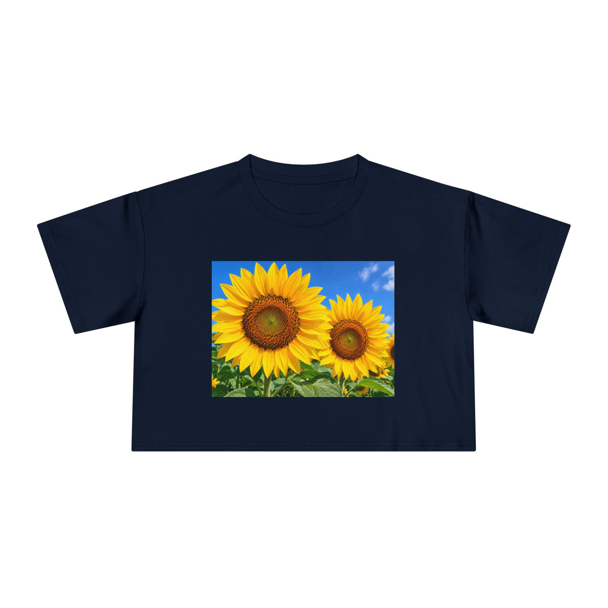Sunflower Print Crop Tee