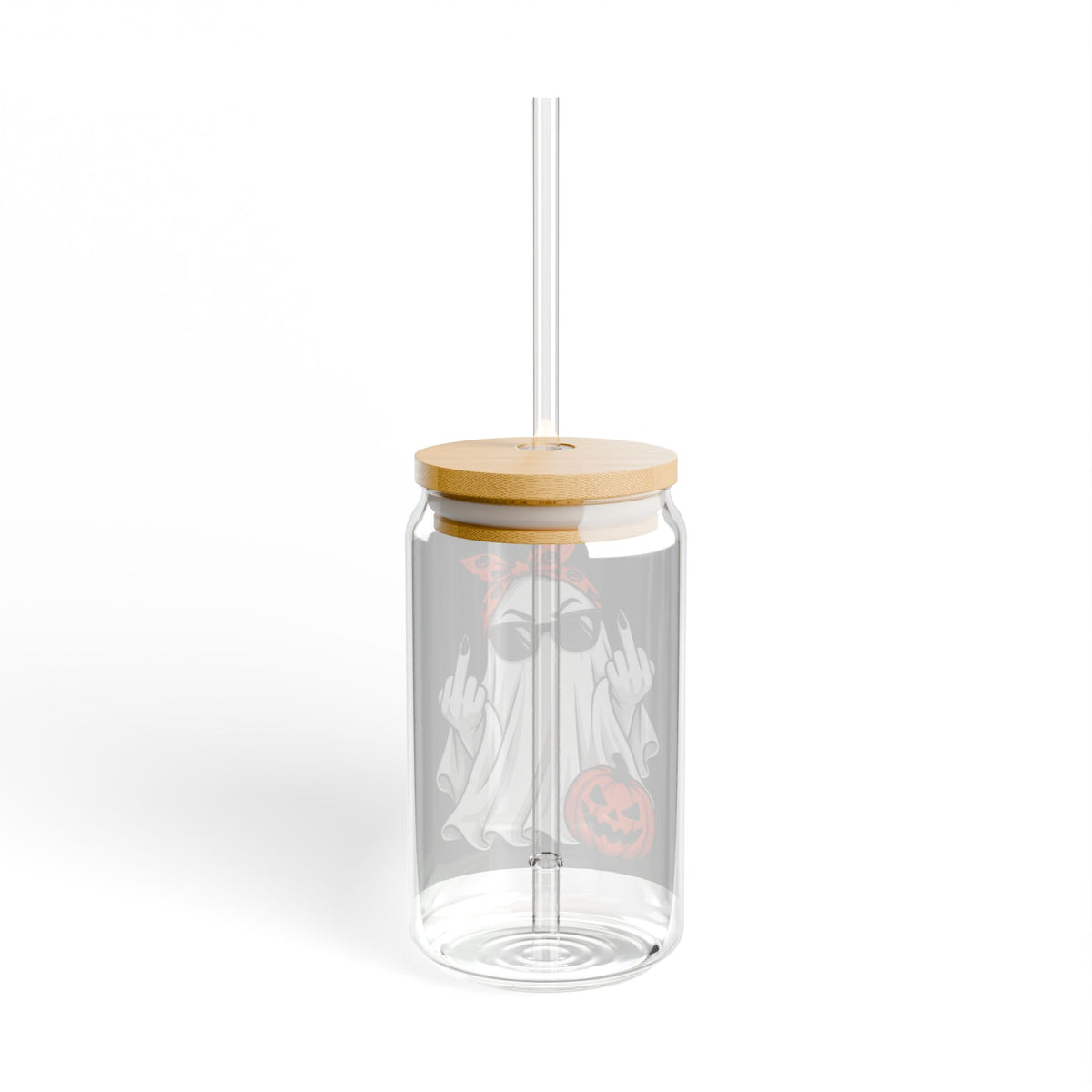 Halloween Ghost Sipper Glass - 16oz Spooky Pumpkin Drink Tumbler