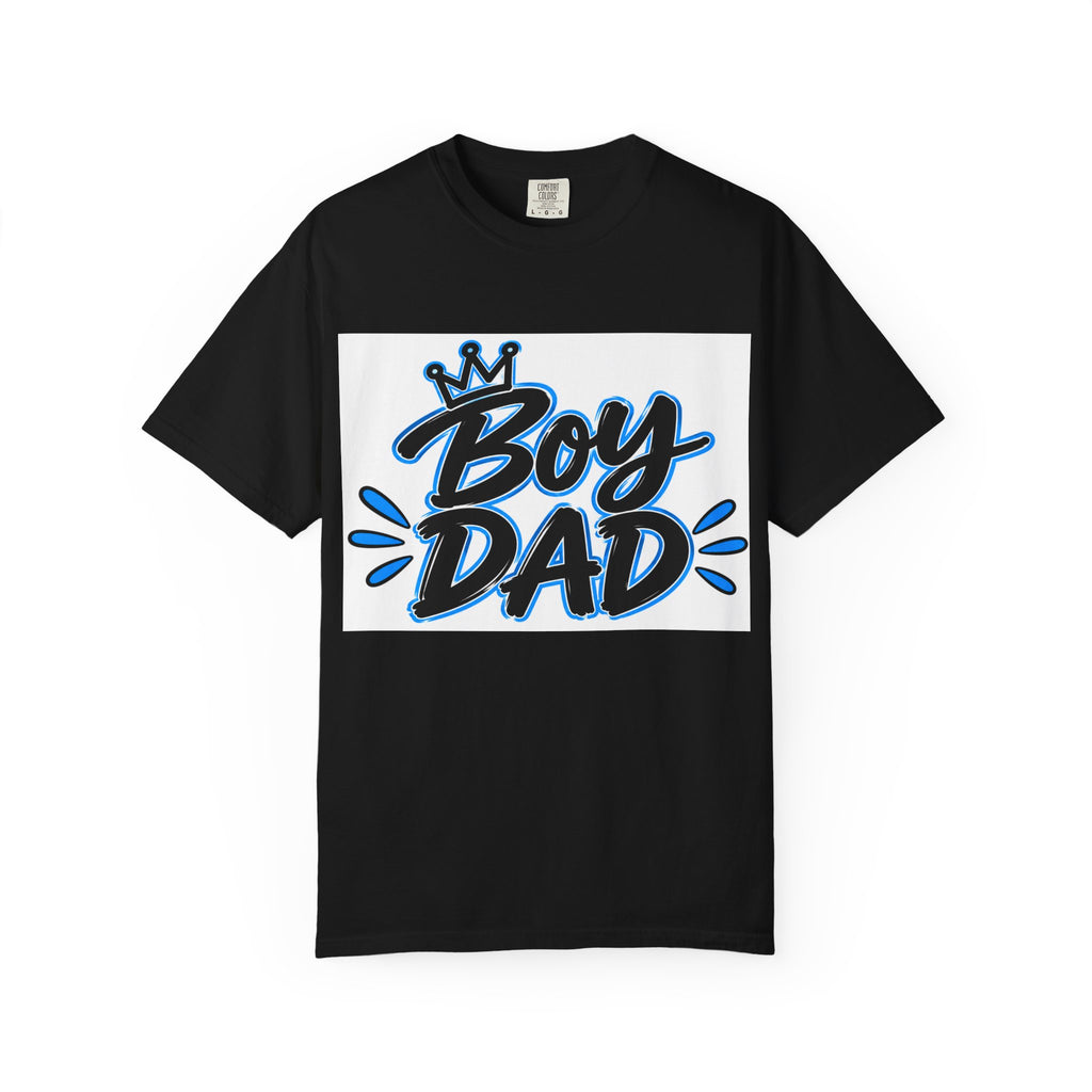 Boy Dad T-Shirt - Retro Blue Script Father's Day Tee for New and Proud Dads