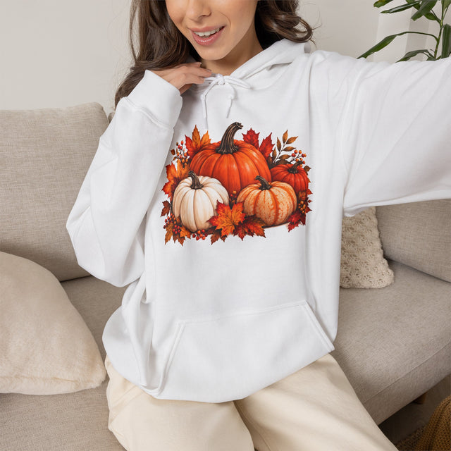 Pumpkin Harvest Hoodie — Autumn Leaves Fall Sweatshirt