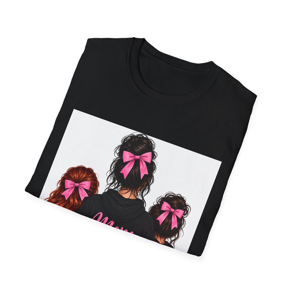 Mom of 2 Girls T-Shirt — Matching Pink Bow Sisters Family Tee