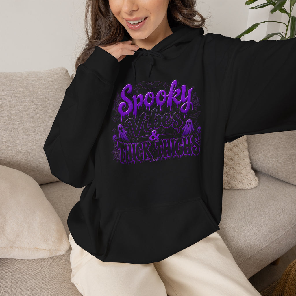 Spooky Vibes Hoodie — Halloween Trick or Treat Graphic Hooded Sweatshirt
