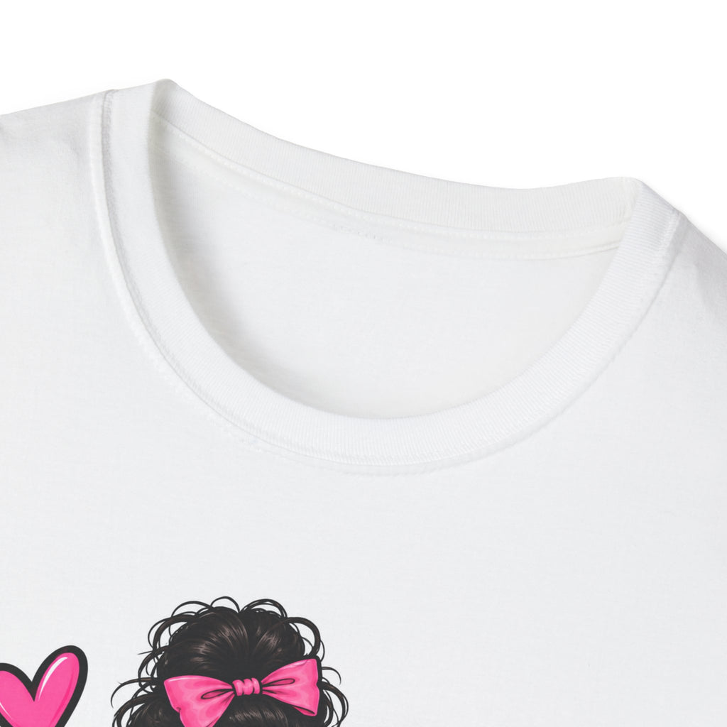 Mom Life Graphic Tee – Cute Scream Mask Mom Shirt with Pink Hearts
