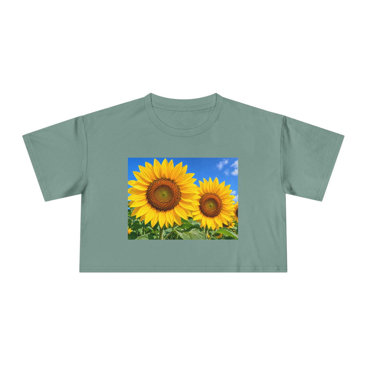 Sunflower Print Crop Tee