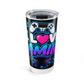 20oz Gaming Tumbler — "I Love Gaming" Neon Controller Travel Cup