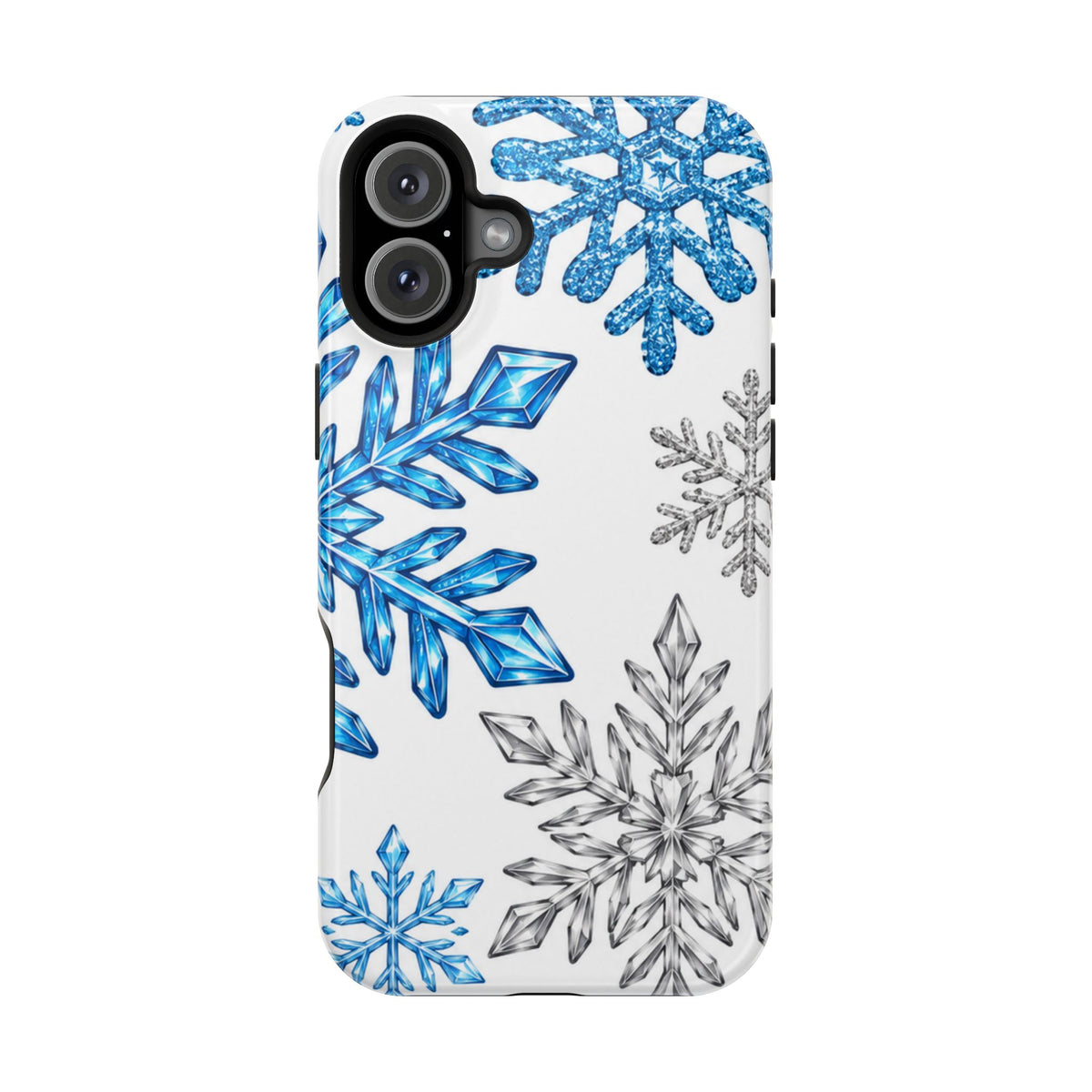 Snowflake Magnetic Impact Phone Case — Winter Blue Crystal Design