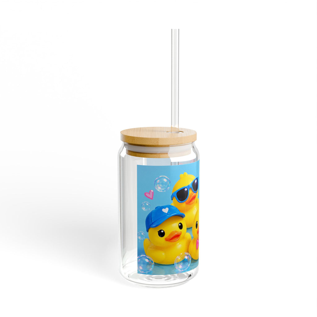 Rubber Duck Sipper Glass — 16oz Cute Duckling Straw Tumbler