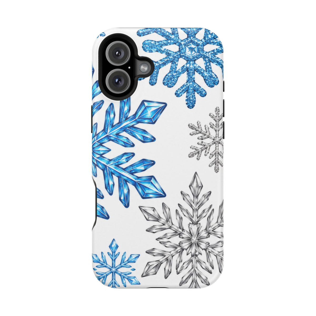 Snowflake Magnetic Impact Phone Case — Winter Blue Crystal Design
