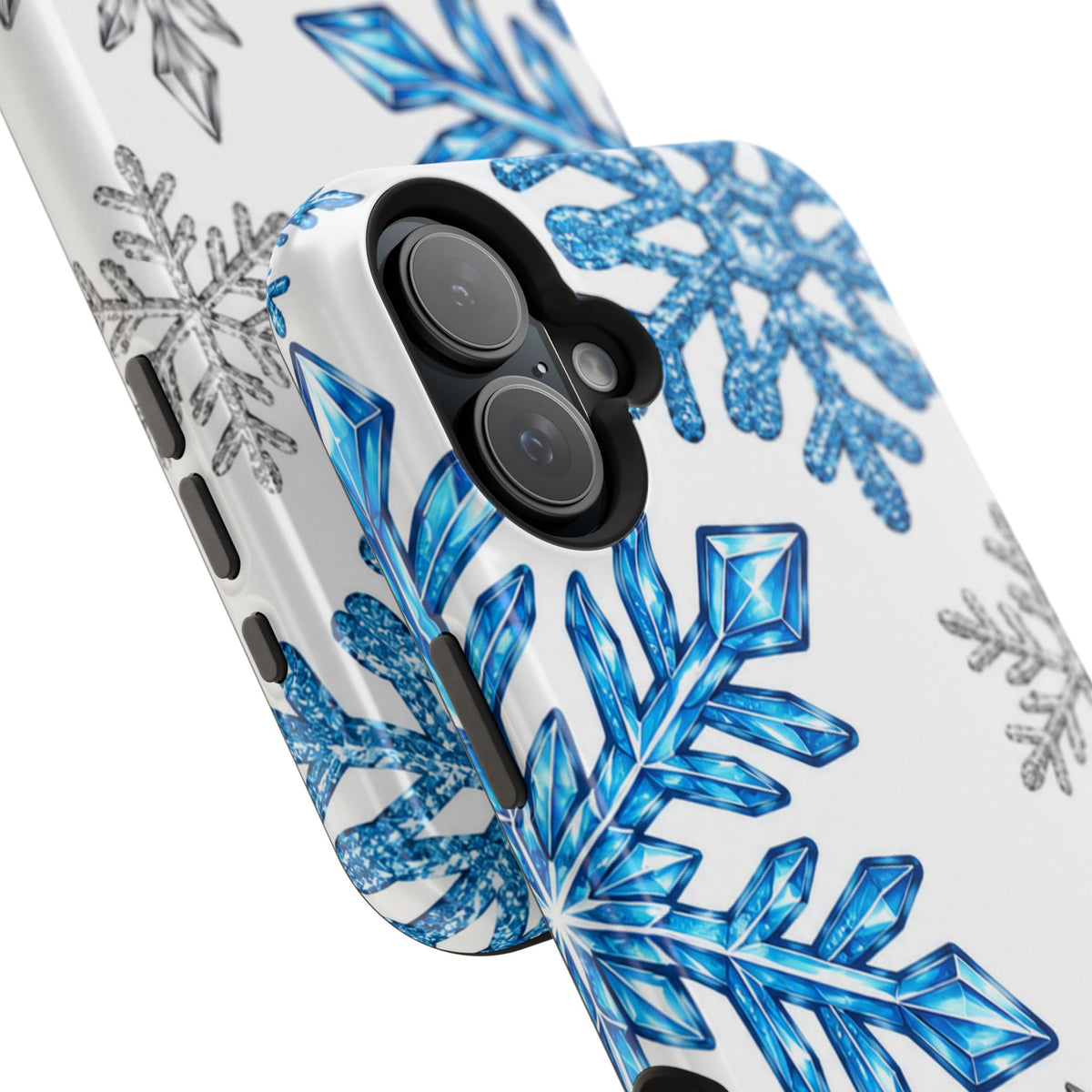 Snowflake Magnetic Impact Phone Case — Winter Blue Crystal Design