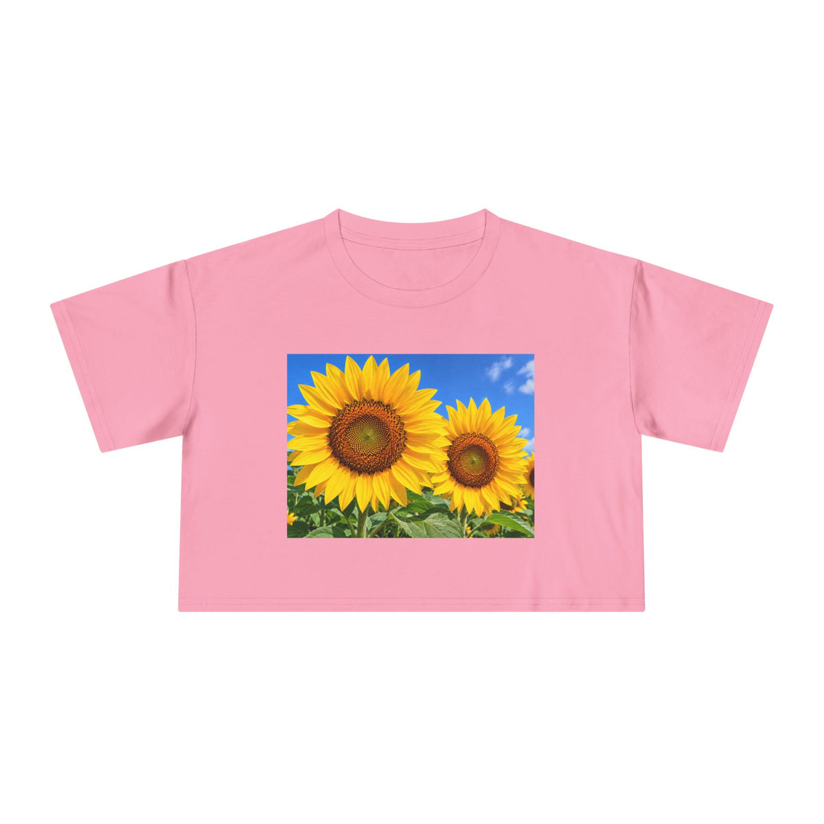 Sunflower Print Crop Tee