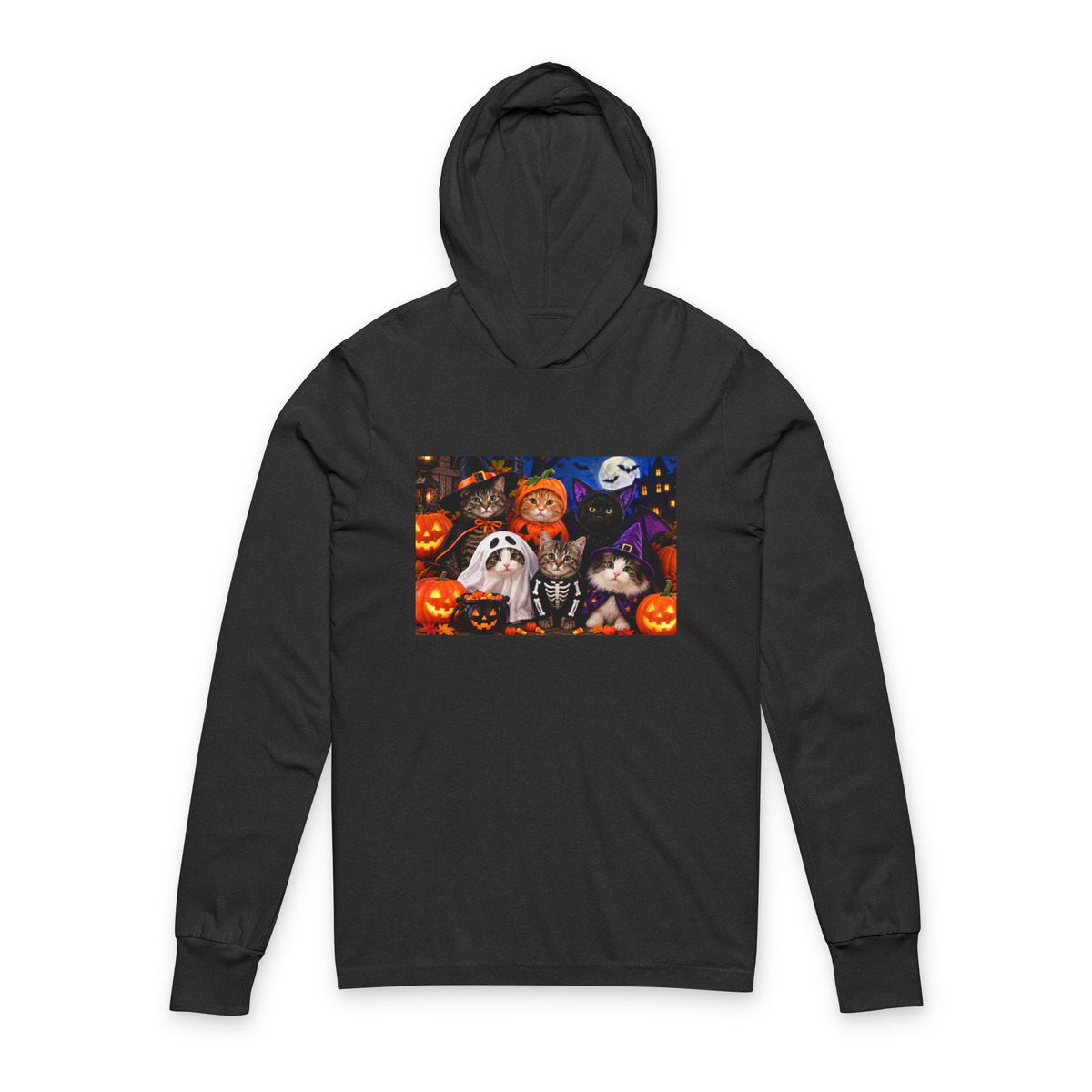Halloween Dogs & Cats Hooded Long Sleeve Tee