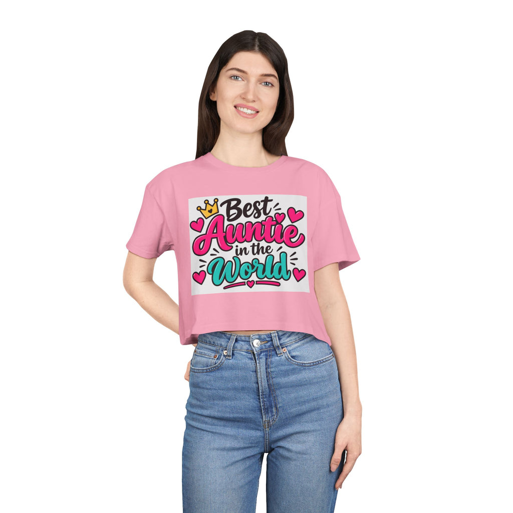 Best Auntie in the World Crop Tee – Cute Aunt Shirt for Mother's Day & Family Gifts