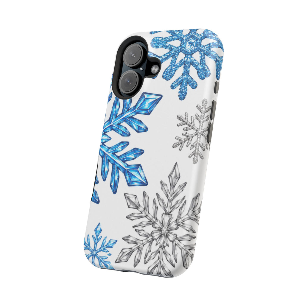Snowflake Magnetic Impact Phone Case — Winter Blue Crystal Design