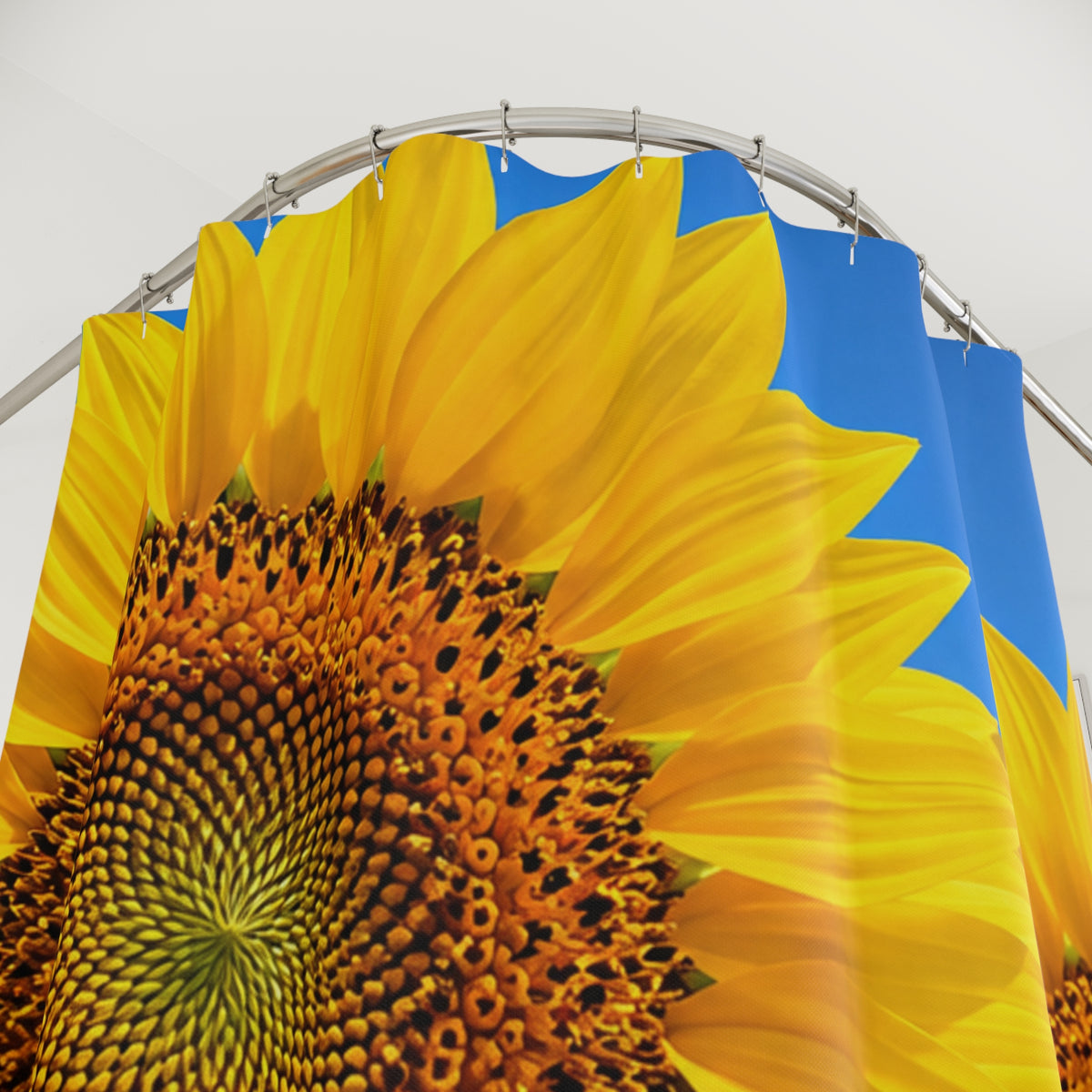 Sunflower Shower Curtain — Bright Yellow Floral Bathroom Decor