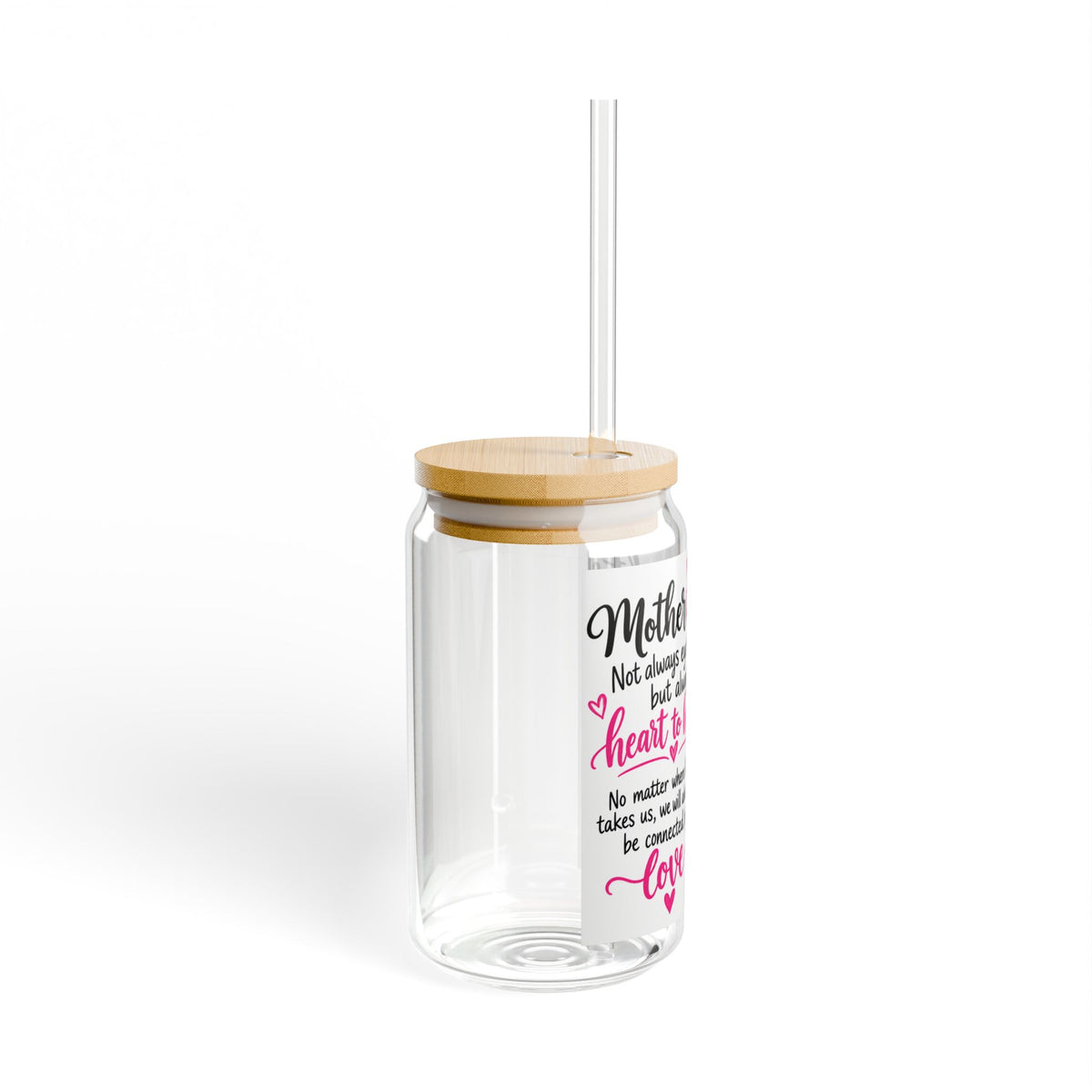 Mother & Daughter Glass Sipper (16 oz) – "Heart to Heart" Love Quote
