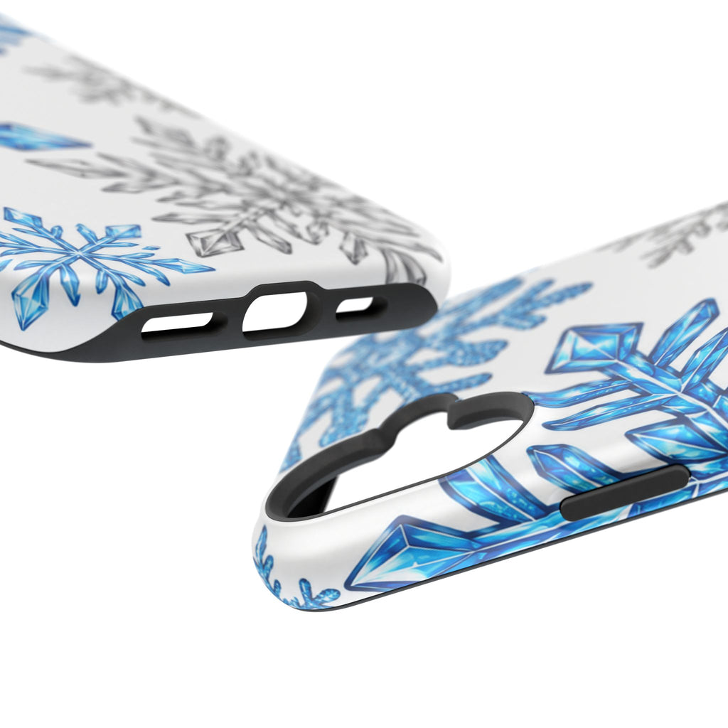 Snowflake Magnetic Impact Phone Case — Winter Blue Crystal Design