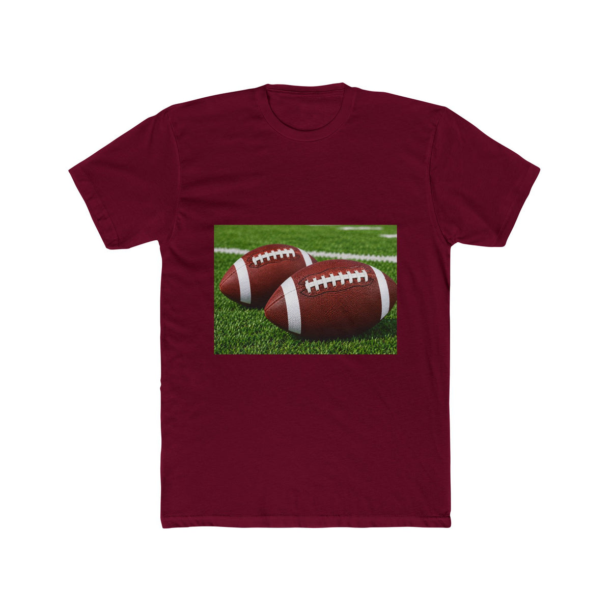 Football Graphic Tee — Two Footballs on Field Cotton T‑Shirt