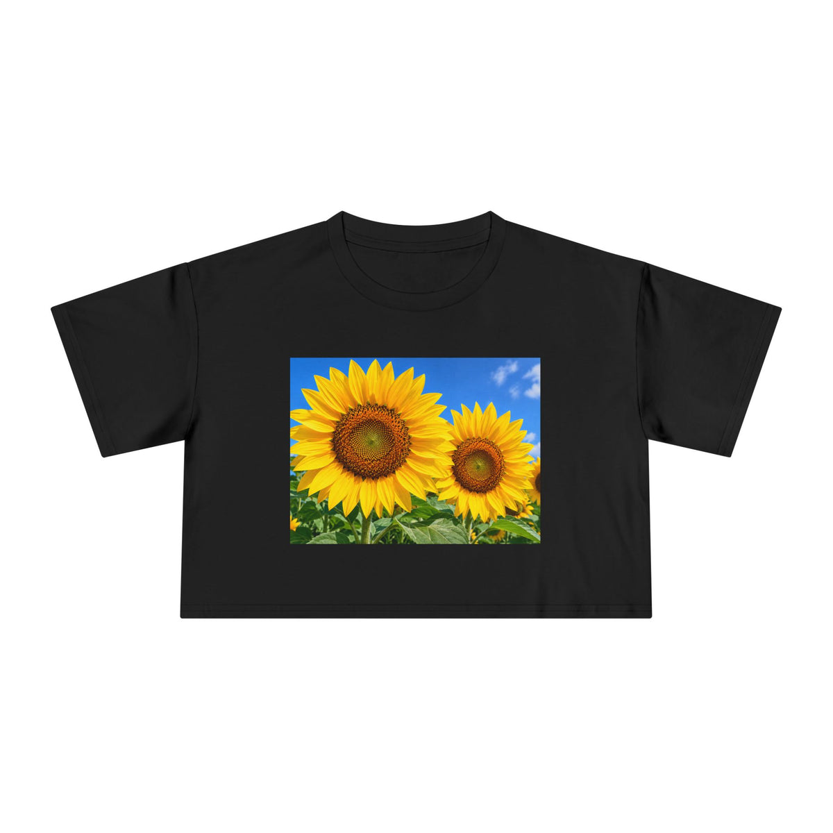 Sunflower Print Crop Tee