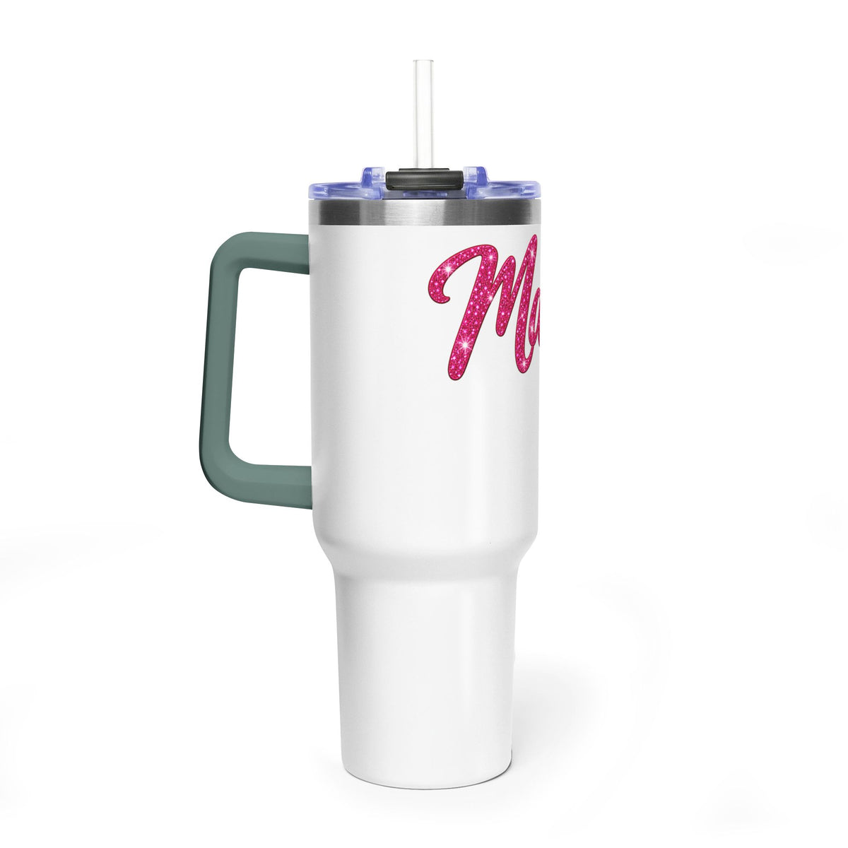 Tumbler — 'Mama' Pink Glitter 40oz Vacuum Insulated Travel Cup