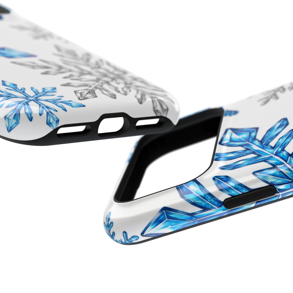 Snowflake Magnetic Impact Phone Case — Winter Blue Crystal Design